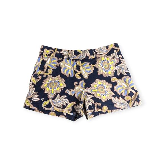 Loft Navy Paisley Linen Cotton Blend Mid‎ Rise Shorts Size 2 - Picture 4 of 6